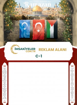 C-1 Kudüs Temalı 500 Adet İmsakiye (23x33 cm - 210 gr Bristol)