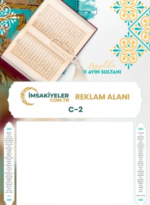 C-2 Kandil ve Tesbih Temalı 500 Adet İmsakiye (23x33 cm - 210 gr Bristol)