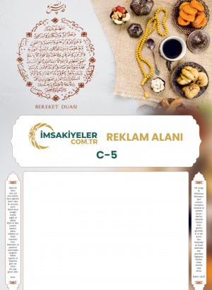 C-5 Bereket Duası Temalı 500 Adet İmsakiye (23x33 cm - 210 gr Bristol)