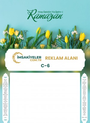 C-6 Lale Temalı 50 Adet İmsakiye (23x33 cm - 210 gr Bristol)